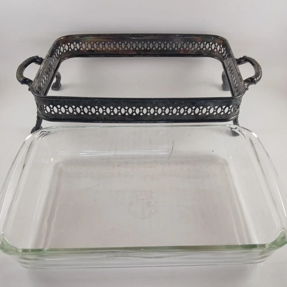 Vtg Silver Plated Footed Casserole Dish Holder Book Holder 10x6